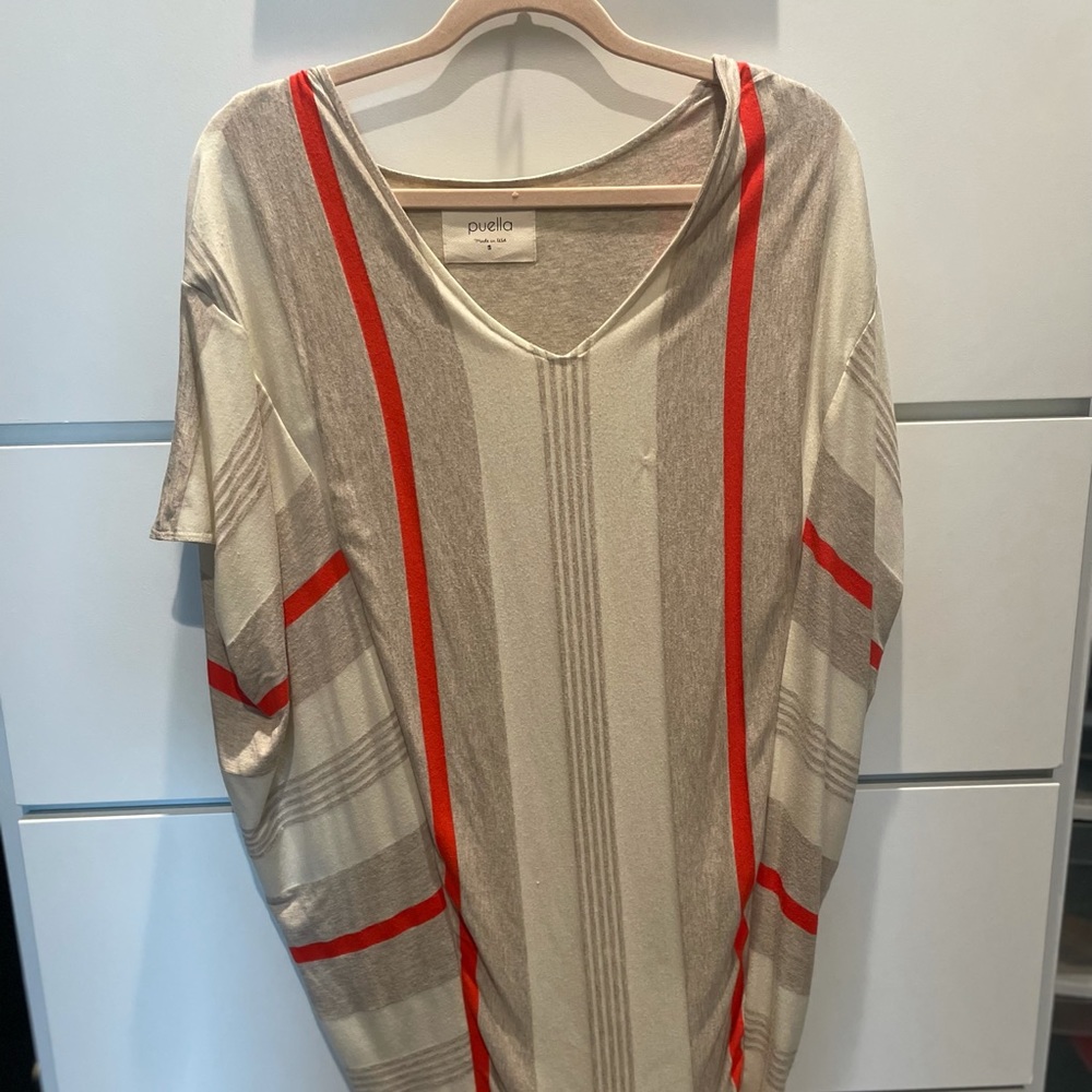 Orange and Beige Striped Dress